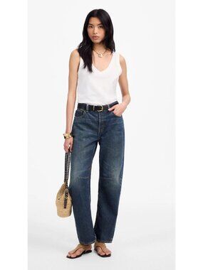 Madewell The Darted Barrel-Leg Jean in Danver Wash Blue Size 28 NWT NV382